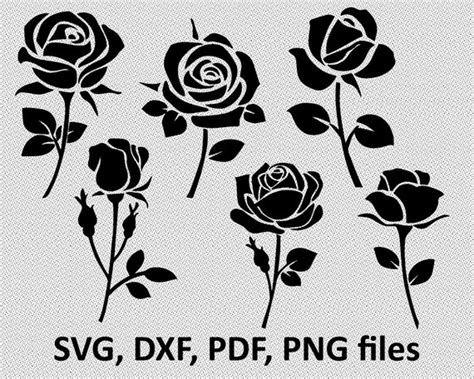 Rose Svg Rose Dxf Vector Rose Shape Rose Silhouette Rose Etsy