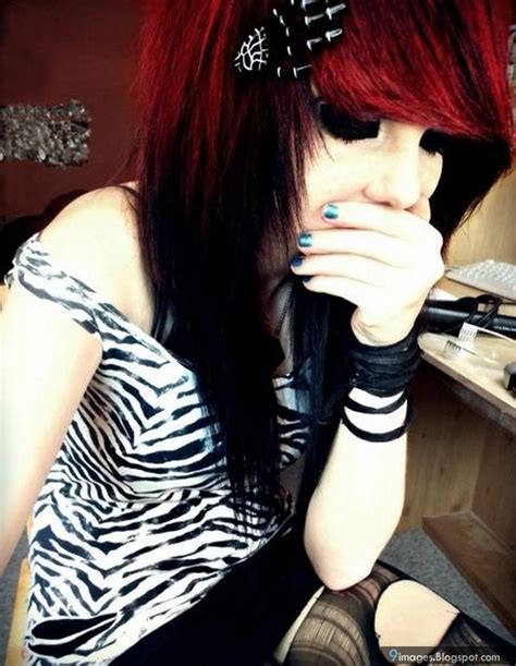 Cute Emo Girl Red Hair Beautiful