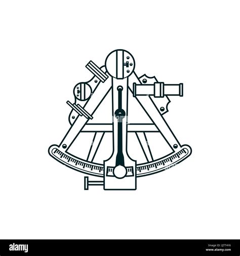 sextant ship navigation and nautical astrolabe marine tool vector icon navy sailor sextant
