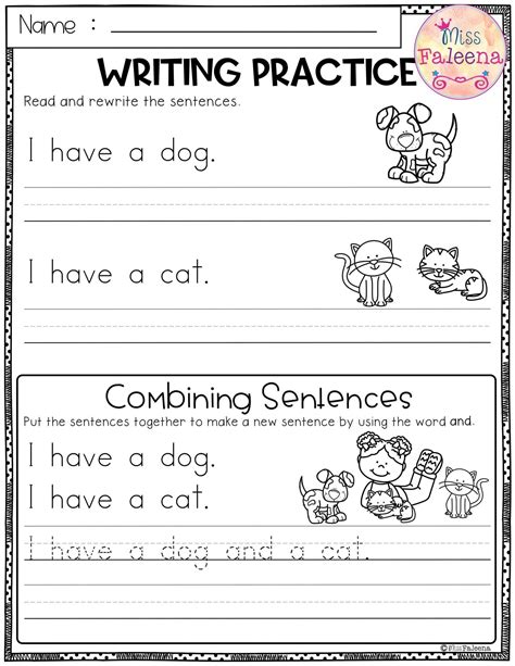 Basic Sentences Kindergarten Worksheet