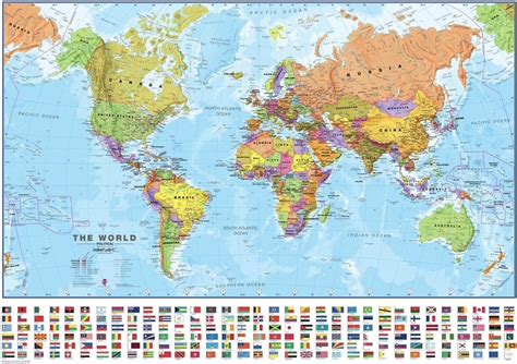 Grote Wereldkaart Landkaart Schoolkaart Schoolplaat