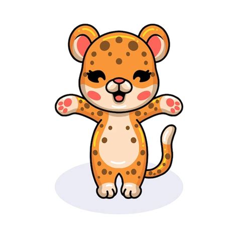 Premium Vector Cute Baby Leopard Cartoon Posing