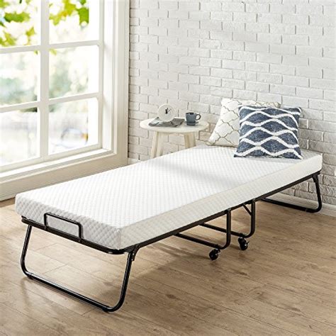 With plastic caps to protect your floors and an innovative folding design to allow for easy storage, the smartbase is well designed for ease of use. Zinus Roll Away Folding Guest Bed Frame with 4 Inch Comfort Foam Mattress, Narrow Twin / 30" x 75"