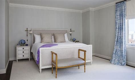 Gray Bedroom With Purple Accents Transitional Bedroom