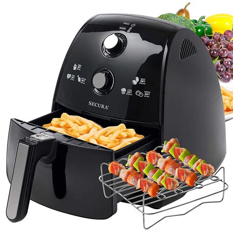 fryer air qt secura capacity extra fryers electric accessories recipes toaster liter skewers rack 1500 watt additional amazon rated which