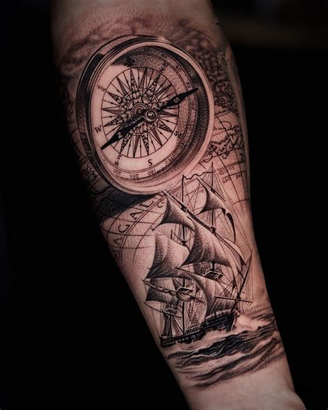 Antique Nautical Compass Tattoo