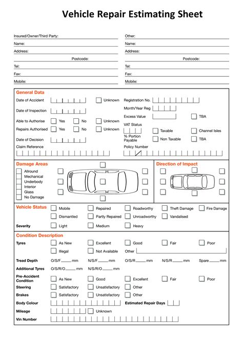 Vehicle Repair Estimating Sheet How To Make A Quick Estimate Of