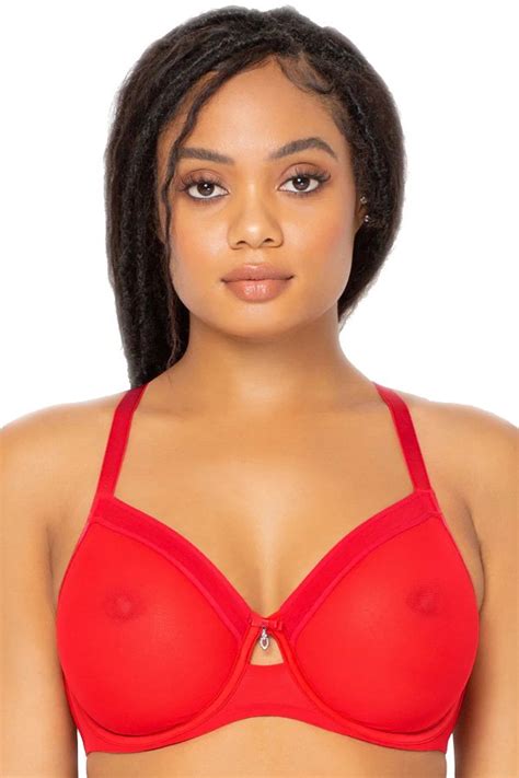 Curvy Couture Sheer Mesh Unlined Bra 1311 Womens