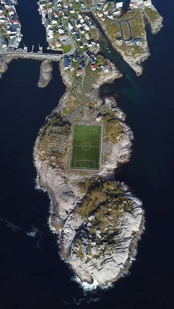 Premium Photo Aerial View Of Football Field Or Soccer Field In The