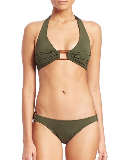 Melissa Odabash Halter Bikini Top In Green Olive Lyst