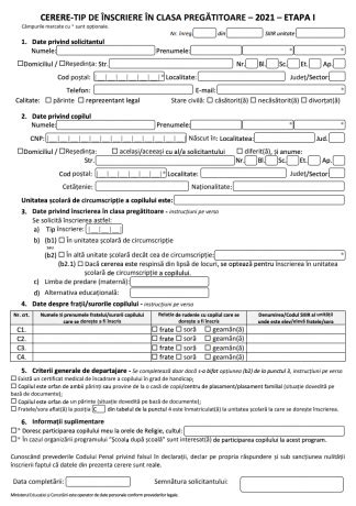 Când încep înscrierile pentru bac 2021. CERERE de înscriere la clasa pregătitoare 2021. Documentul ...