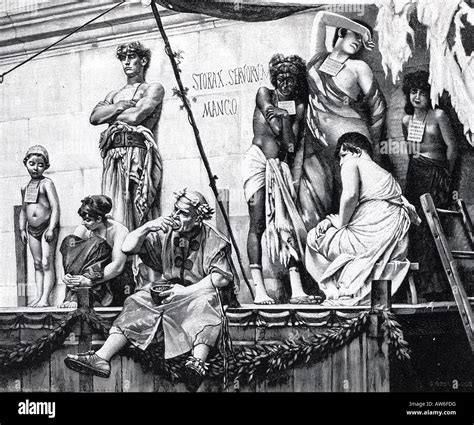 Roman Slave Market As Shown In A Th Century Engraving With Each Slave