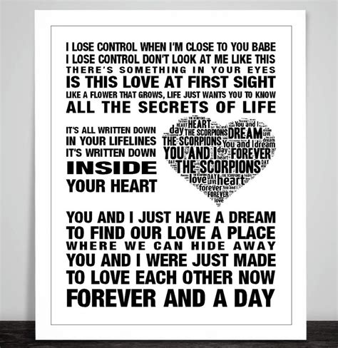 The Scorpions You and I Music Love Song Lyric Print Wedding Dance