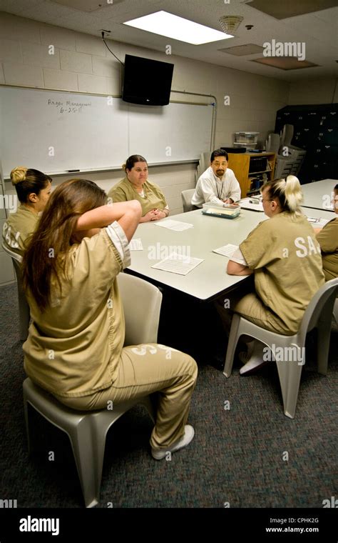 Uniformed Women Jail Inmates Participate In A Drug Treatment Seminar