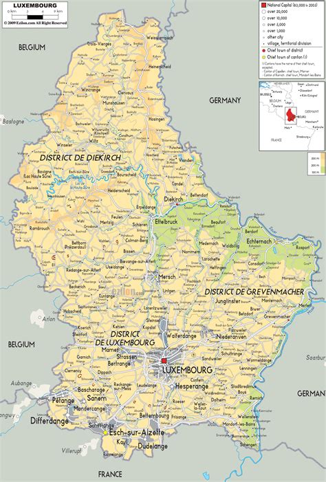 On luxembourg map, you can view all states, regions, cities, towns, districts, avenues, streets and popular centers' satellite. Physical Map of Luxembourg - Ezilon Maps