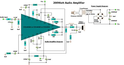 Simple 200w Audio Amplifier Electronic Circuit Diagrams And Schematics
