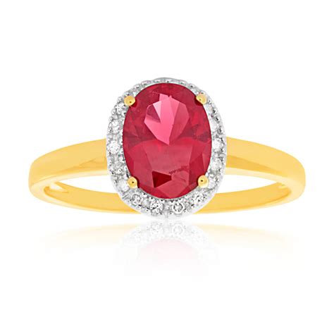 Buy 9ct Yellow Gold Created Ruby And Diamond Ring And Pay Later Humm
