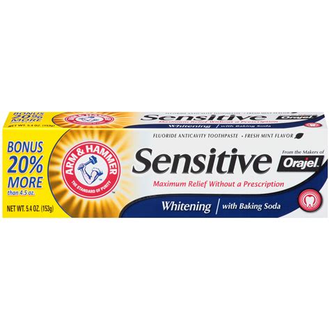 Arm And Hammer Sensitive Whitening With Baking Soda Toothpaste 54 Oz Box