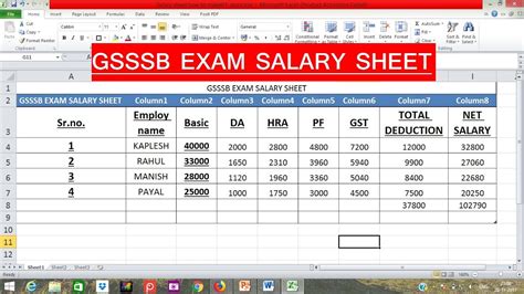 How To Create Salary Sheet In Excel Gsssb દ્રારા લેવામાં આવતી