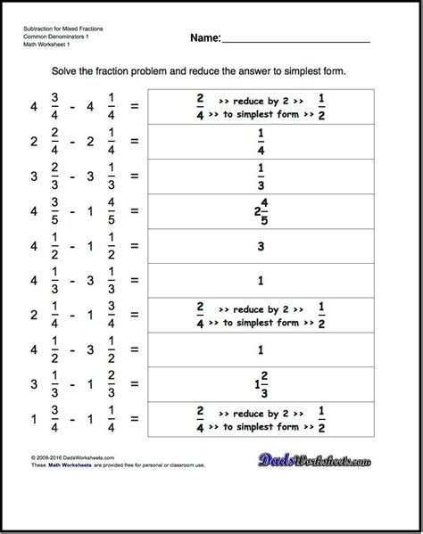 Complex Fractions Worksheet With Answers