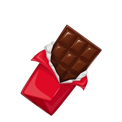 Barra De Chocolate En El Icono De Envoltorio Abierto Vector Premium