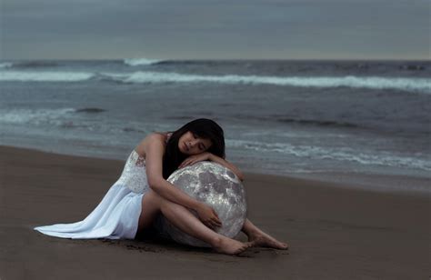 Wallpaper Women Outdoors Model Fantasy Girl Sea Shore Sand Sitting Beach Moon Coast