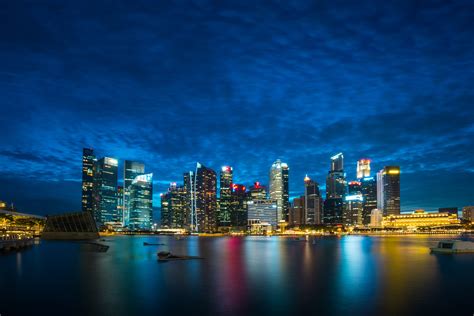 Download Wallpaper 3000x2000 Singapore Night City Skyscrapers Panorama Hd Background