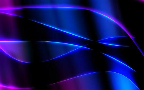 Wallpaper Neon Abstract Purple Wavy Lines Blue