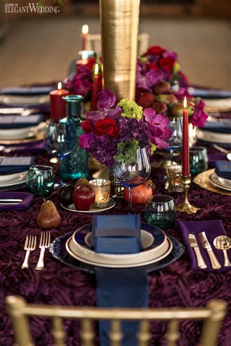 Fall Inspired Regal Wedding Theme Elegantwedding Ca Plum Wedding Centerpieces Wedding Table