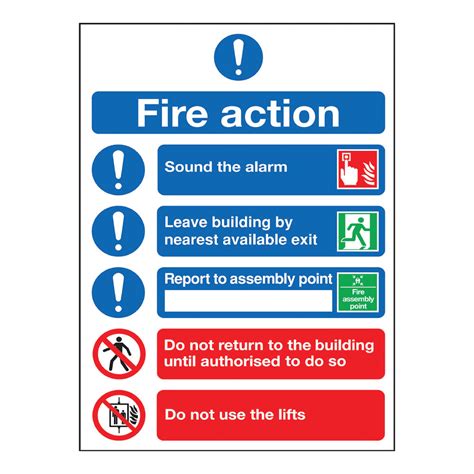 Fire Action A5 Pvc Symbols Safety Sign Fr099a5