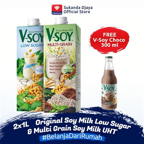 Grab now before 1 oct 2020. V-Soy Low Sugar & Multi Grain Soy Milk UHT 1L FREE V-Soy ...