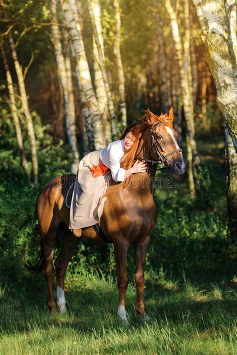 Woman Rides A Horse Stock Image Image Of Closeup Mare 131761403