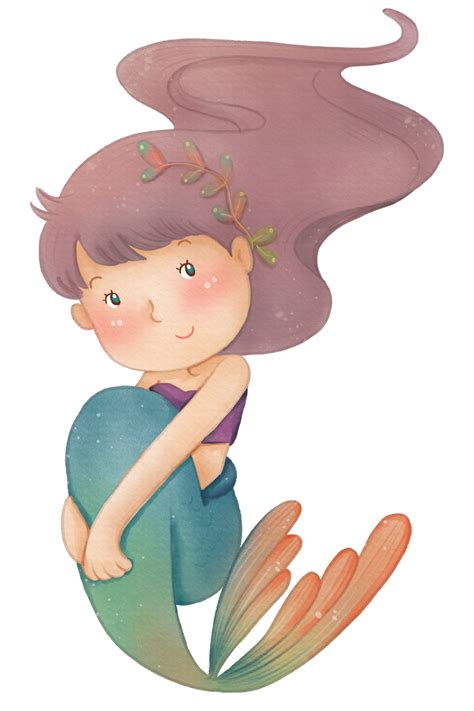 Watercolor Cute Mermaid Clipart Png 16625899 Png