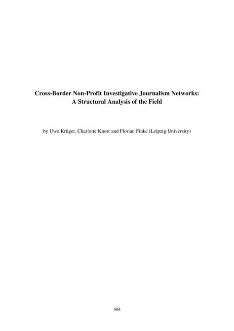 Pdf Cross Border Non Profit Investigative Journalism Networks A