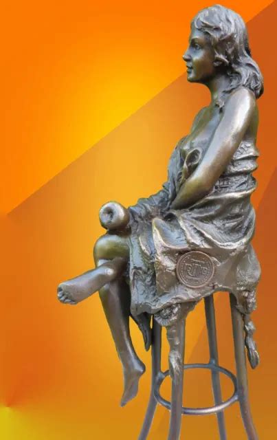 Art Deco Erotic Bronze Female Naked Figure Statue Hot Cast Girl Nude Sculpture Eur 17753