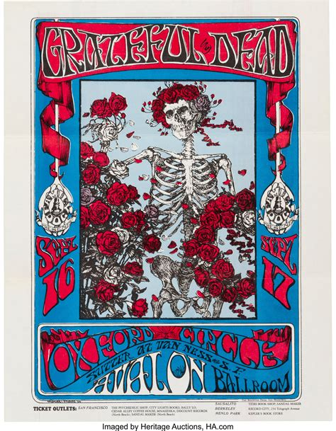 Grateful Dead Skeleton And Roses Avalon Ballroom Concert Handbill