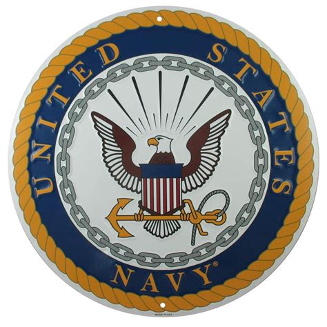 tags america united states navy logo metal sign 12 inch round embossed aluminum emblem us