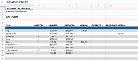 How To Budget For A Home Decor Project Free Budget Spreadsheet Budget