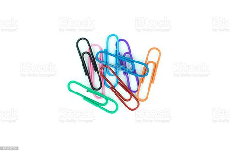 Colorful Paper Clips Isolated In White Background Stock Photo