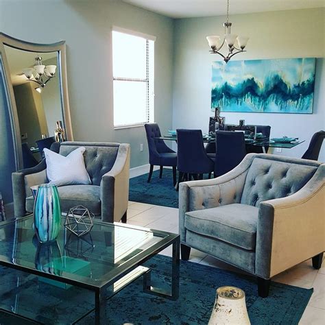 Teal And Grey Transitional Living Room Other By Modern Glam