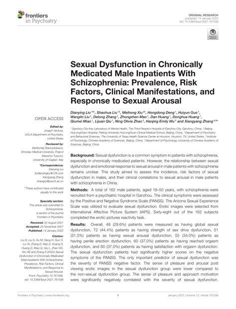pdf sexual dysfunction in chronically medicated male inpatients with schizophrenia prevalence