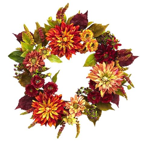 22 Fall Dahlia And Mum Wreath Wreaths Michaels