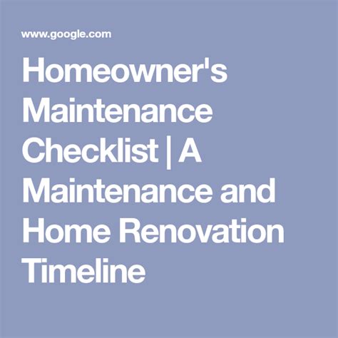Homeowner S Maintenance Checklist In 2020 Homeowner Maintenance