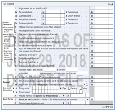 The Draft 1040 Adjusted For The Tax Law Changes Financial 1 Tax