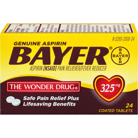 Genuine Bayer Aspirin, 325mg Coated Tablets, Pain Reliever | Pick Up In