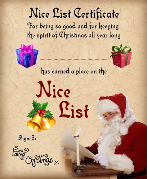 You can add your school's logo and/or name. Free Nice List Certificate From Santa | christmas ...