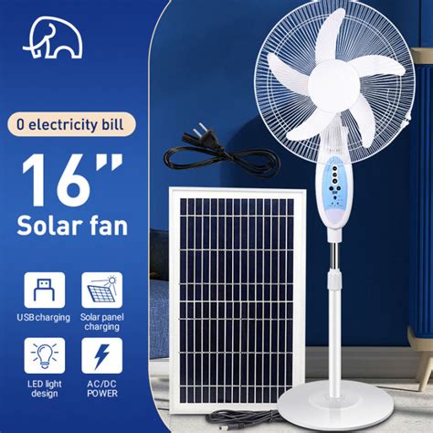 Solar Electric Fan 12 Inch Rechargeable 2 Led Lights 220v Ac Desktop Electric Fan Outdoor Fan