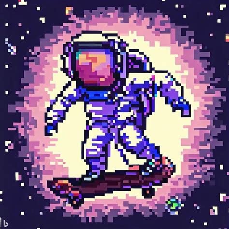 Premium Ai Image Astronaut Pixel Art