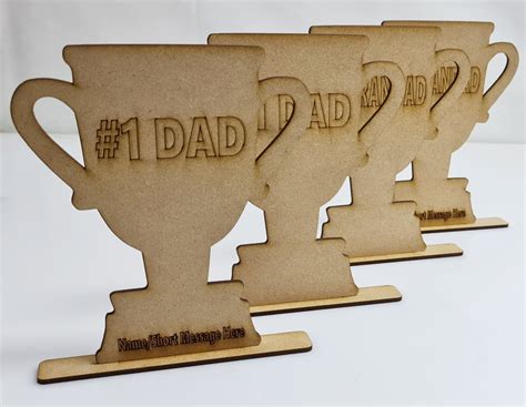 Fathers Day Personalised Number One Dad Trophy Wooden Mdf Candy Carts Uk
