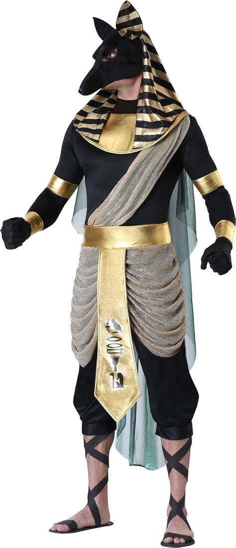 Adult Anubis Fancy Dress Costume Men Masked Ancient Egyptian God Jackal Halloween Outfit